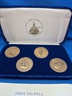 Rare Jerry Falwell 1983 Commemorative Bronze 4 Coin Medal Set In Velvet Case