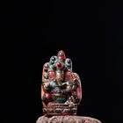 Tibet Bronze Turquoise Ganesh Lord Ganesha Elephant God Buddha Palm Seat Statue