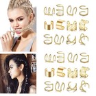 24 Pcs Gold Silver Hair Braids Dreadlock Nonpiercing Ear Clip Beard Beads Cuf   