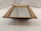 Vtg Gold Tone Metal Rectangular Ornate Framed Mirror Vanity Tray Lily 15   x10   