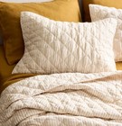 Nwot  Quince 100  Linen Set Of 2  Natural   White Stripe King Shams   s21 