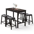 5pcs Bar Table Set Upholstered Saddle Stools   Counter Height Table Set