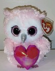 Ty Beanie Boos - Whisper The Valentines Day Owl  6  New Mwmts Plush Stuffed Toy
