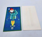 Vintage Hallmark Christmas Atomic Santa Claus Rocket Ship Greeting Card Unused