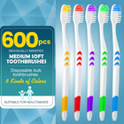 600 Pcs Premium Toothbrushes Bulk  Individually Wrapped Toothbrushes  Disposable