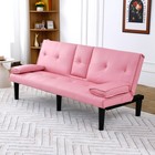 Folding Pvc Sleeper Sofa Bed Loveseat Sofa Couch W cup Holder For Living Room