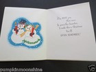 Vintage Unused Xmas Greeting Card Cute Snowman Couple Singing Holiday Songs