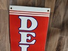 Porcelain Delco Batteries Enamel Metal Sign Plate Size 40  X 12  Inches
