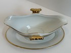 Vtg Hutschenreuther Selb Bavaria Porcelain Gravy Boat Attached Underplate Chip
