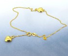 14k Yellow Gold Double Hearts Anklet Bracelet 9  