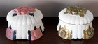 Vintage 50s Charles Of The Ritz New York Gold Pink Floral Makeup Powder Box Pair