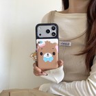 Sweet Rabbit Flip Phone Case With Mirror   Card Holder For Iphone 13-17 Pro Max