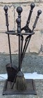 4pc Set Antique Bradley   Hubbard Iron Fireplace Tools Poker Shovel Tongs Holder
