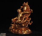 Old Tibet Bronze 24k Gold Gilt Wealth God Sex Love Yellow Jambhala Buddha Statue