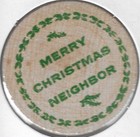 1984  Merry Christmas  The List Family  Staten Island  New York  Wooden Nickel