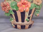 Antique Hubley Cast Iron Doorstop  221 Striped Flower Basket