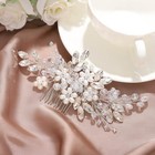 Bride Wedding Hair Comb Pearl Flower Hair Piece Rhinestone Bridal Hair Access   