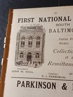 1891 Print Ad First National Bank Baltimore Maryland South Street John Hall  Prz