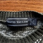 David Taylor Men   s L Green white Geometric Crewneck Acrylic Pullover Sweater