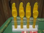 Vintage 70 s Retro Plastic Picnic Cutlery Flatware W holder - Unused - Yellow