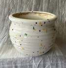 Off White 3 1 2    Splatter Planter Flower Pot Vintage 1980