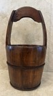 Old Primitive Wooden Water Bucket Basket Handle Rustic Farmhouse Decor 19   