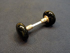 Pair Antique Victorian Jet Black Porcelain Door Knobs Brass Shanks - 1890 s