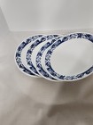 Corelle 4 10 25     Dinner Plates  true Blue  Livingware Blue Floral Band On White