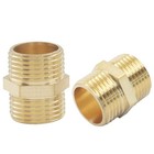 2 Pcs Solid Brass Pipe Fitting Hex Nipple 3 8  X 3 8  Npt Male Pipe Adapter