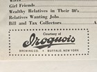 Iroquois Beer Brewing Co Buffalo Ny Souvenir Notice To Callers Sign Cardstock