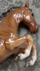 Vintage Japan Rearing Porcelain Horse  Bay W  Black Mane   Tail  8 5  X 5 5 