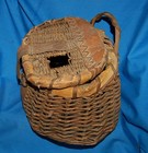 Early 20th Century Antique Hand Woven Fly Fishing Creel Basket
