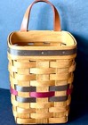 Vintage Small Rectangle Bradford Basket Hand Woven With Leather Handle