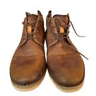 Steve Madden Ankle Boots Mens 9 Boostr Brown Leather Lace Up Shoes Chukka Rubber