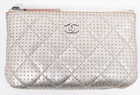 Authentic Rare Chanel Gold Metallic - Pink Lambskin Quilted Cosmetic Case