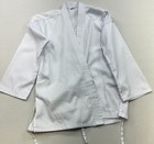 Unisex Karate Gi Wrap Jacket Pants Uniform Martial Arts Size 3 White