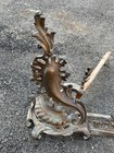 Antique 3 Pc French Louis Xv Patinated Brass Bronze Fireplace Andirons   Fender