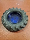 Vintage Firestone Rubber Tire With Cobalt Blue Glass Ashtray 