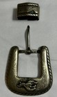 Vintage Western Ranger-style Belt Buckle Set Floral Engravings Cowboy Scene