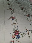 Vintage Hand Embroidered Multicolored Floral Cotton Tablecloth 110 x 68  Read