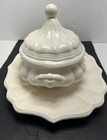 Vintage White Soup Tureen With Under Plate And Original Ladle Ceramic