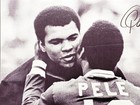 Pele Autographed Framed 20x24 Framed Canvas Cbd Brazil With Muhammad Ali  crease