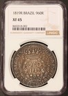 1819-r Brazil 960 Reis Silver Coin - Ngc Xf 45 - Km  326 1