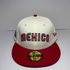 New Era 59fifty Fitted Hat Mexico Script Side Patch White Red Cap Size 7 1 2