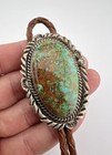 Vtg Billie Eagle Navajo Sterling Silver Royston Turquoise Stamped Bolo Tie 2 25 