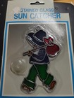 Vtg Mcm Stained Glass Sun Catcher Little Boy Running Away Cottagecore Hobo