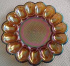 Vintage Iridescent Gold Carnival Glass 11  Deviled Egg Holder 1213