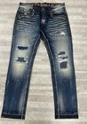 New Rock Revival Men s Arwel Alt Straight Studded Jeans In Blue Size  32