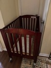 Dream On Me Full Size 2-in-1 Folding Stationary Side Crib In Cherry