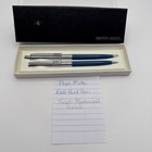 Vintage Paper Mate Ballpoint Pen   Mechanical Pencil Set Blue  Chrome